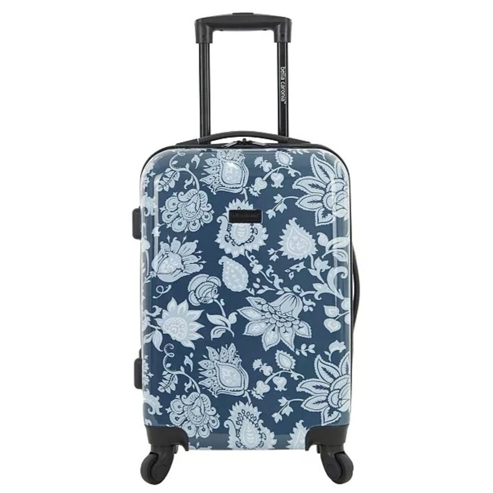 Dalia Collection Navy and White Floral Rolling Shoulder Bag 22”travel bag